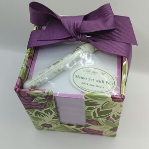 Lady Jayne Ltd. Purple Floral Memo Stationery Desk Set 2012 *Pen Ink Untested*